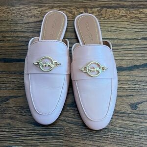 Pink Leather Coach Mules